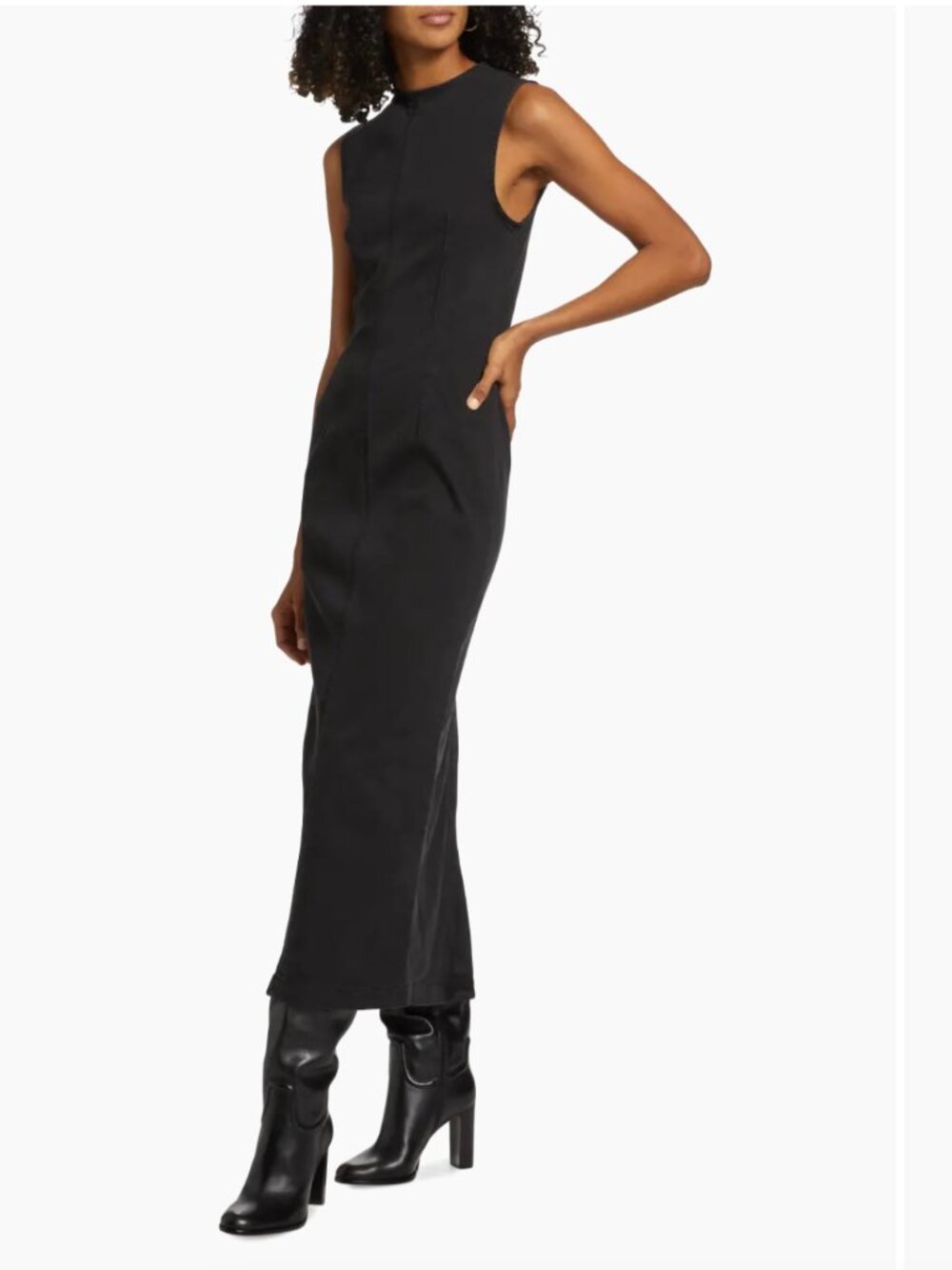 Reformation Kendi Denim Midi Dress In Washed Black